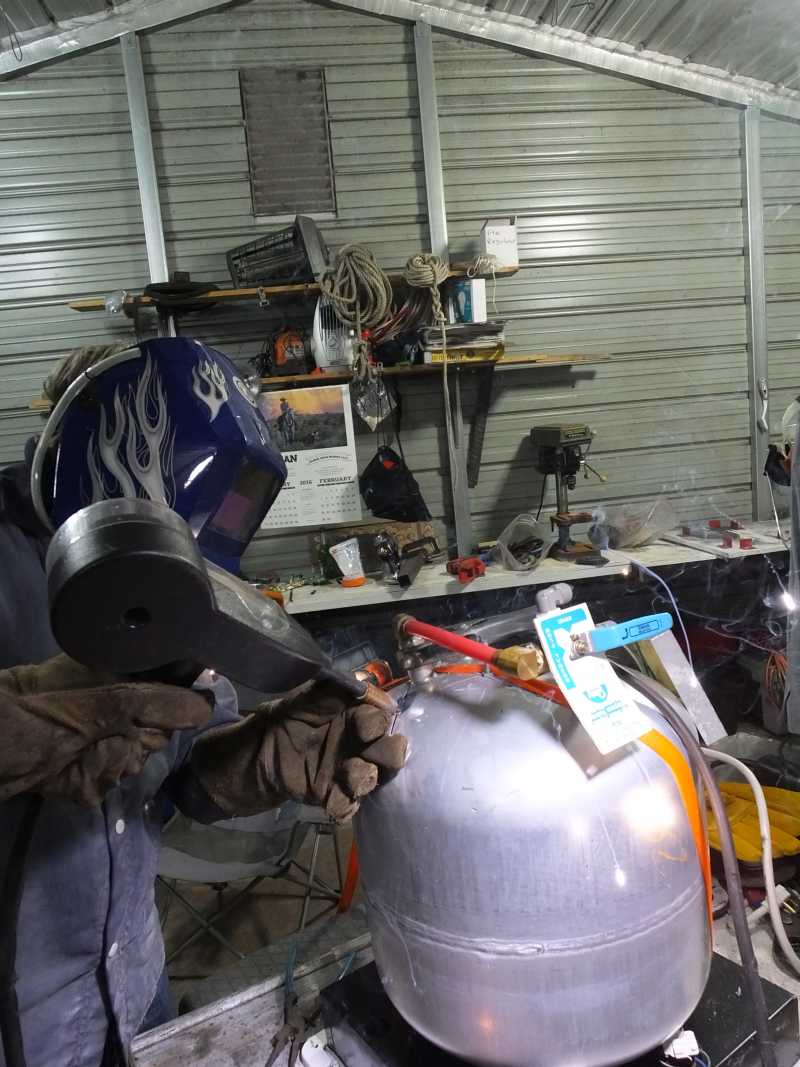 Aluminum mig tig welding hot water heater pressure vessel. 
