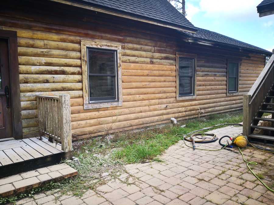 Log Cabin Restoration With Sandblasting