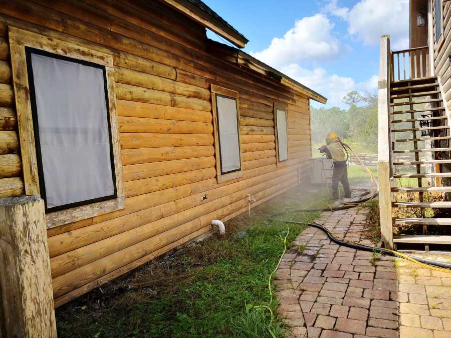 Log Cabin Restoration With Sandblasting