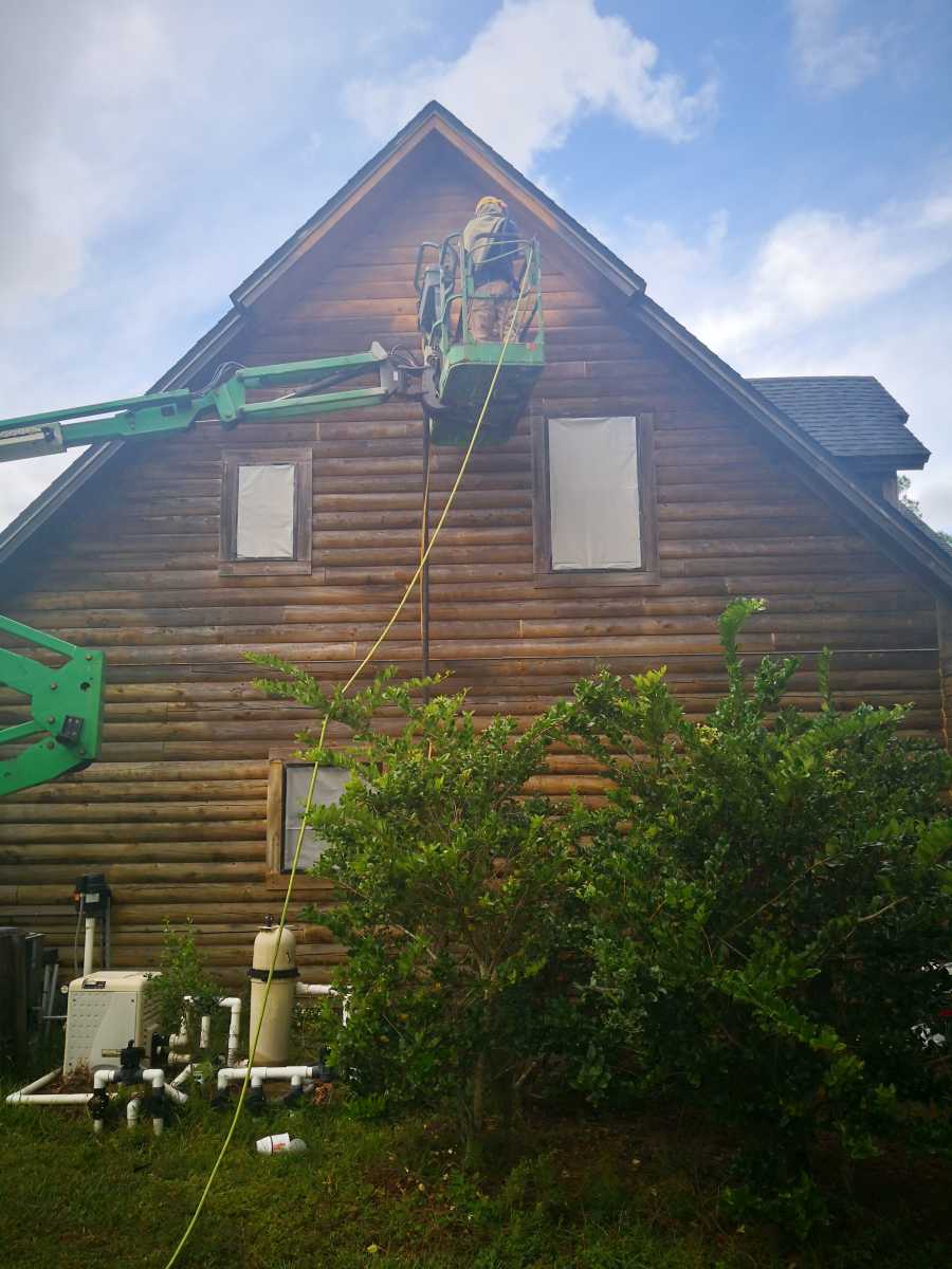 Log Cabin Restoration With Sandblasting