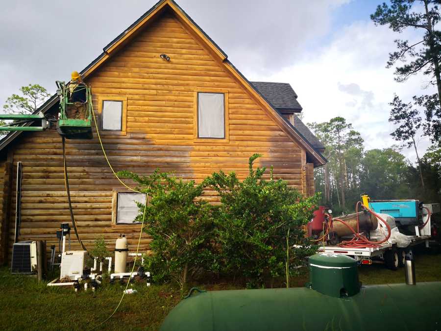 Log Cabin Restoration With Sandblasting