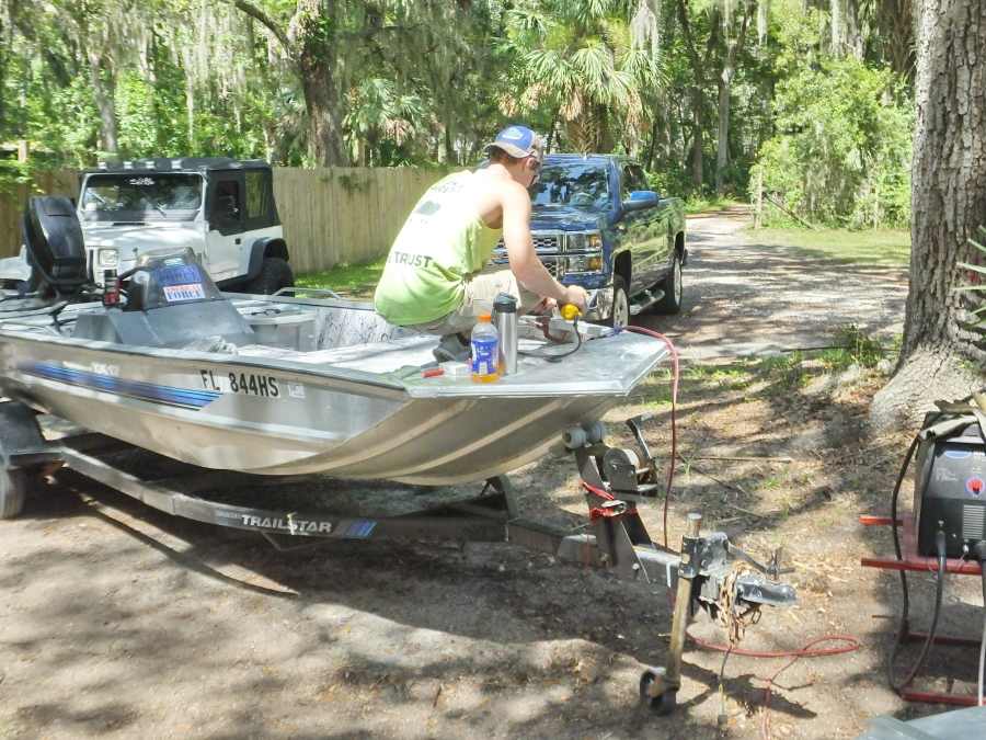 welding, fabricating a aluminum bow fishing, gigging platform. 