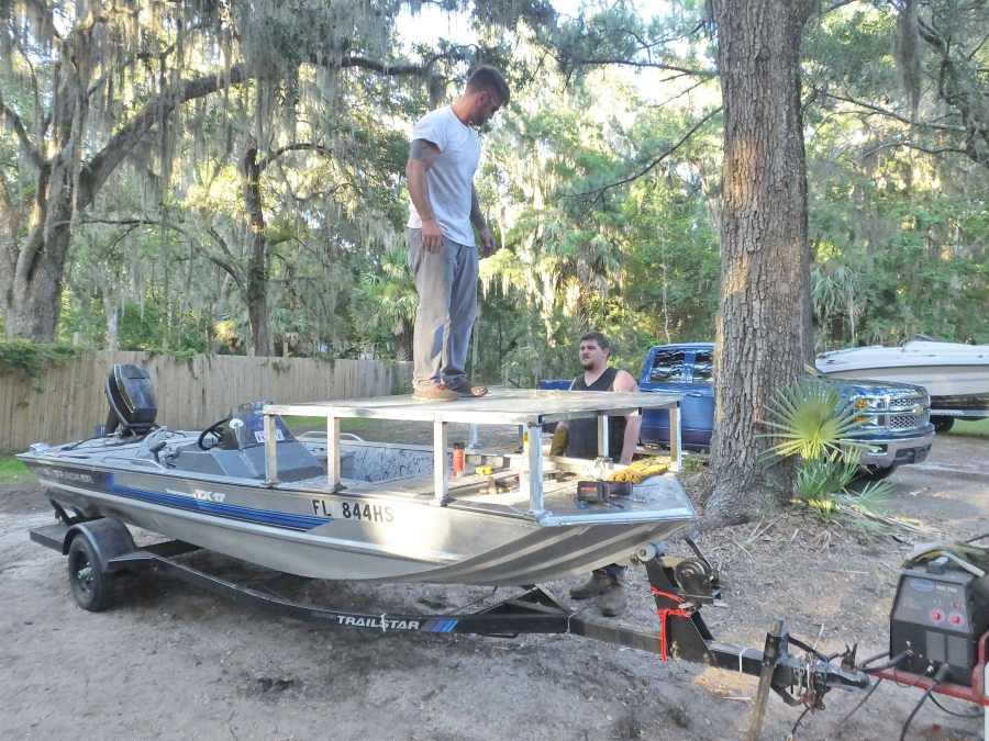 welding, fabricating a aluminum bow fishing, gigging platform. 