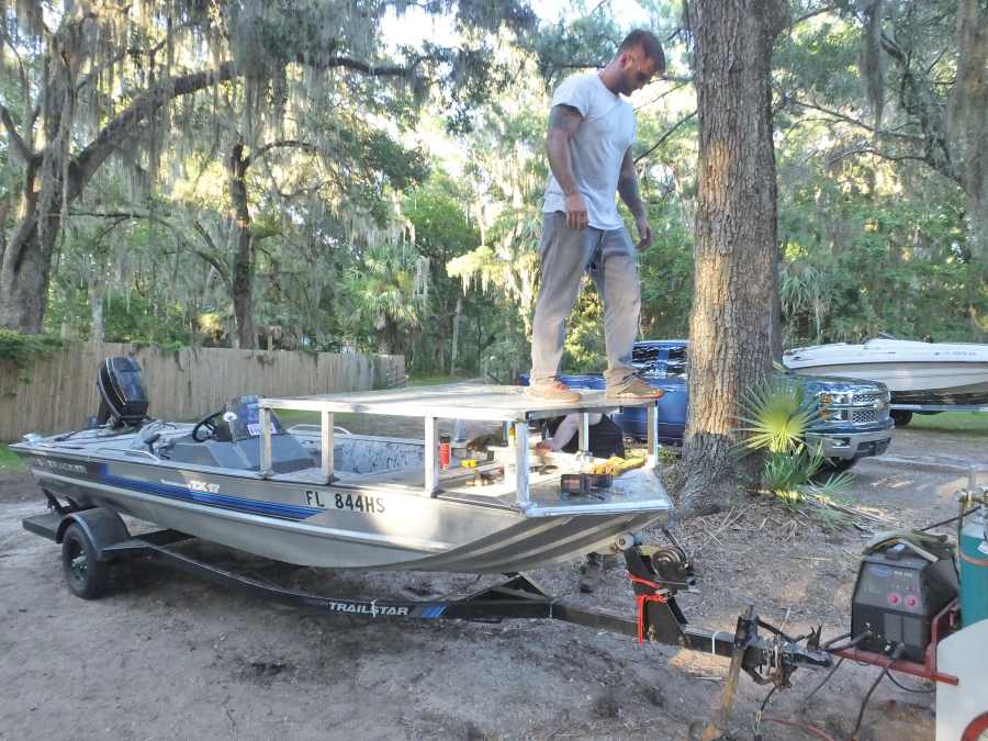 welding, fabricating a aluminum bow fishing, gigging platform. 