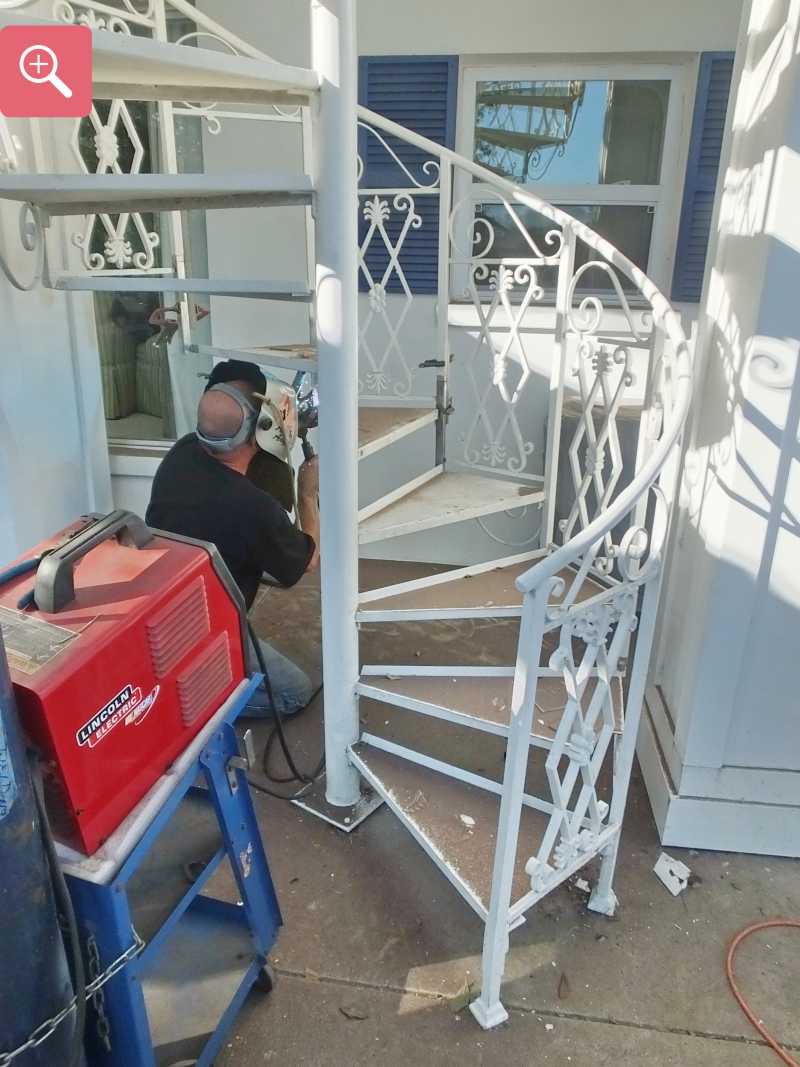 welding in new metal on stairs being refubished