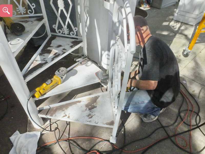 Full step rebuild procedure on a steel stair case. 