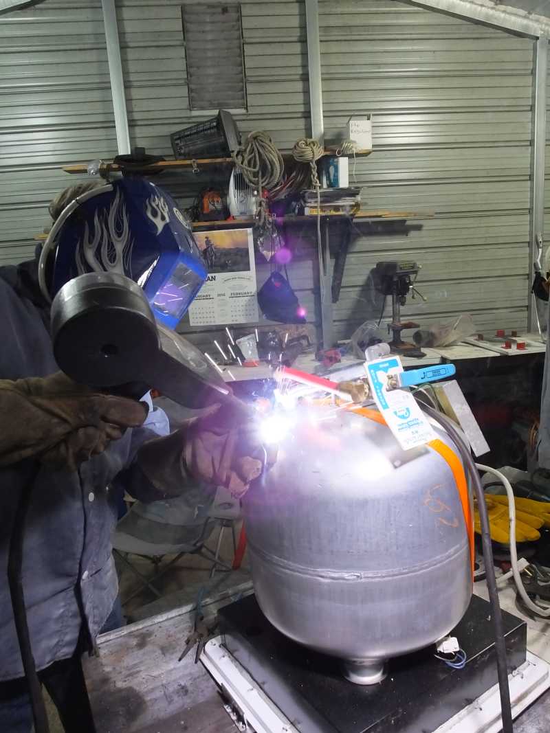 Aluminum mig tig welding hot water heater pressure vessel. 