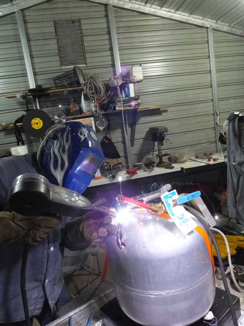 Aluminum mig tig welding hot water heater pressure vessel. 