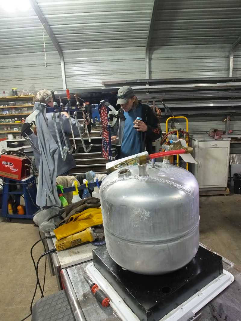 Aluminum mig tig welding hot water heater pressure vessel. 