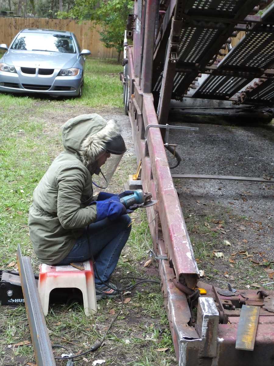 Car hauler welding rebuilding repairing