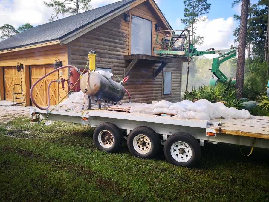 Log Cabin Restoration With Sandblasting