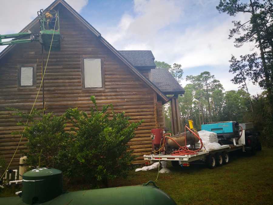 Log Cabin Restoration With Sandblasting