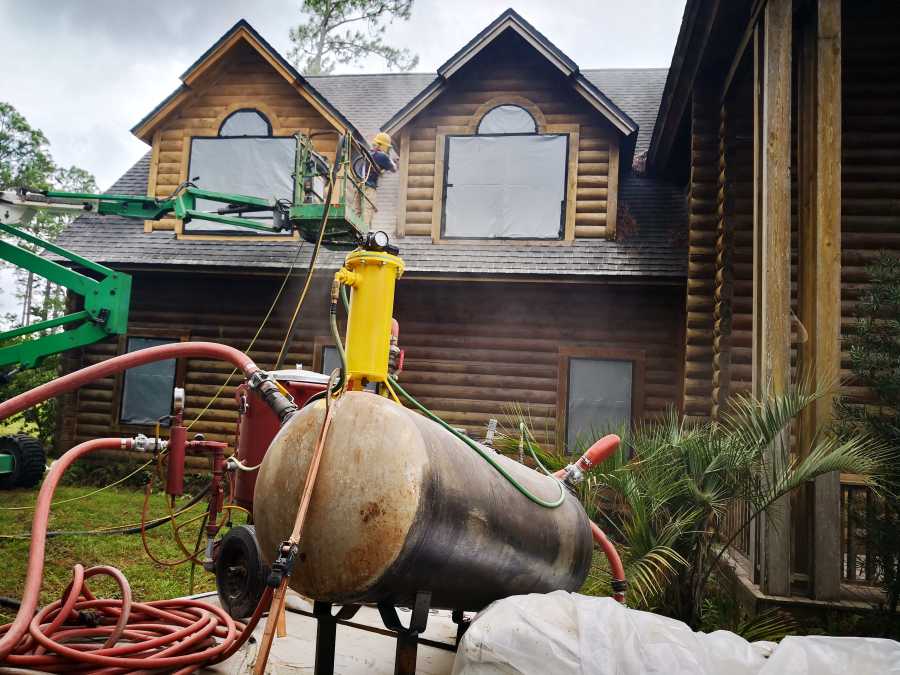 Log Cabin Restoration With Sandblasting