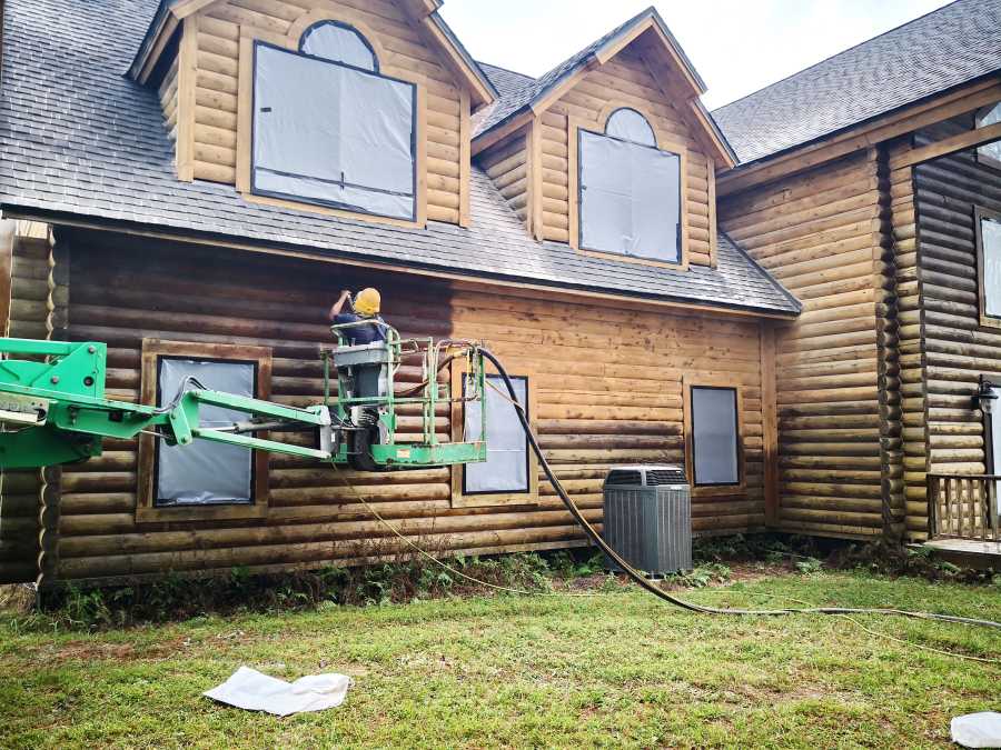 Log Cabin Restoration With Sandblasting