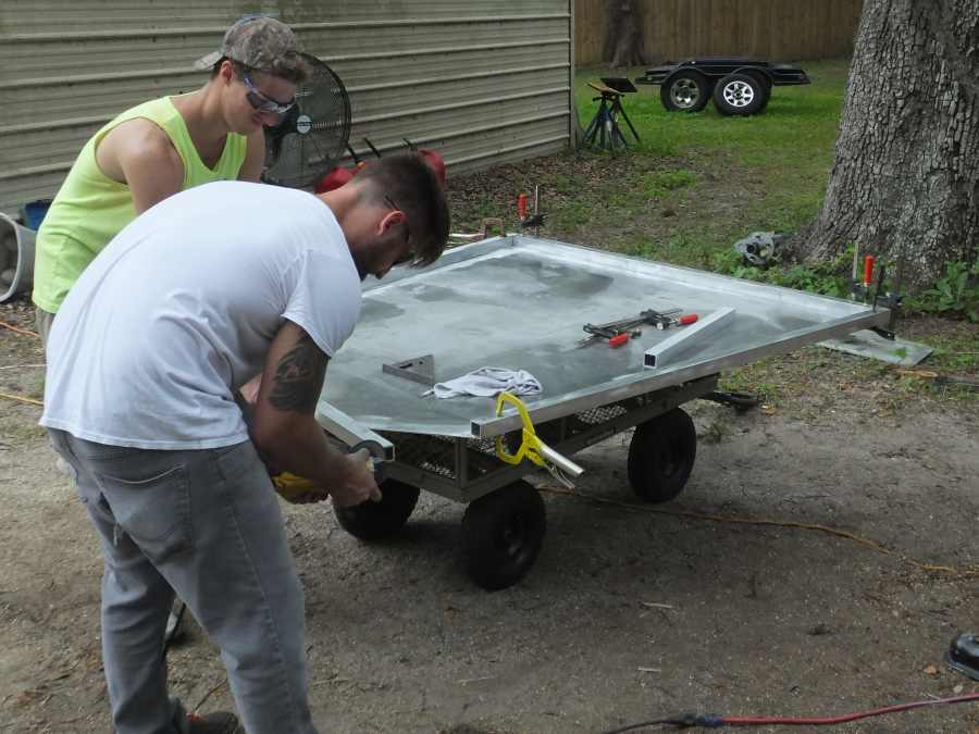 welding, fabricating a aluminum bow fishing, gigging platform. 