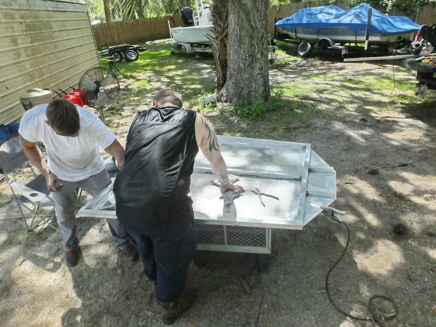 welding, fabricating a aluminum bow fishing, gigging platform. 