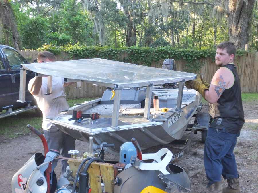 welding, fabricating a aluminum bow fishing, gigging platform. 