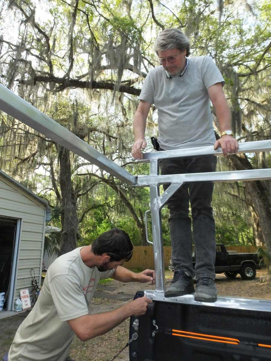 Aluminum lumber ladder rack welded, fabricated in st Augustine.