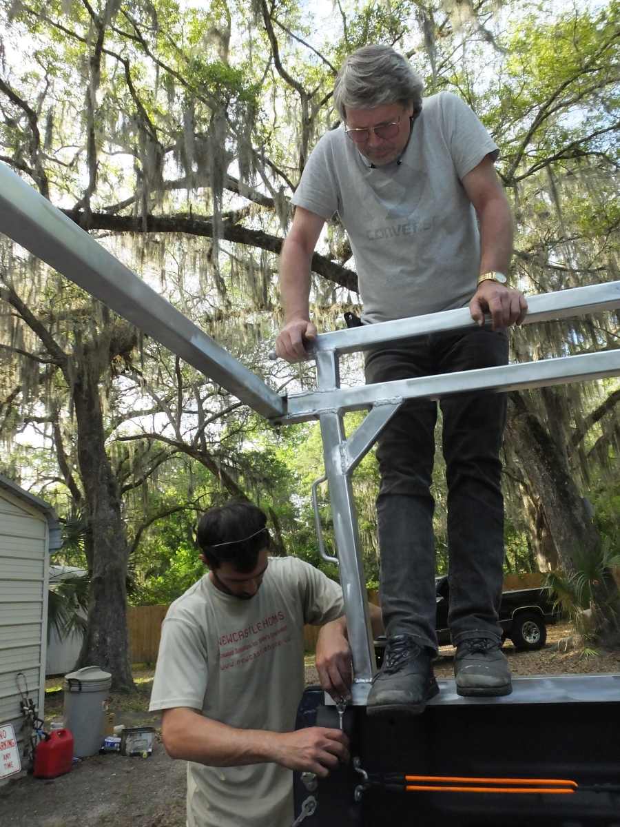 Aluminum lumber ladder rack welded, fabricated in st Augustine.