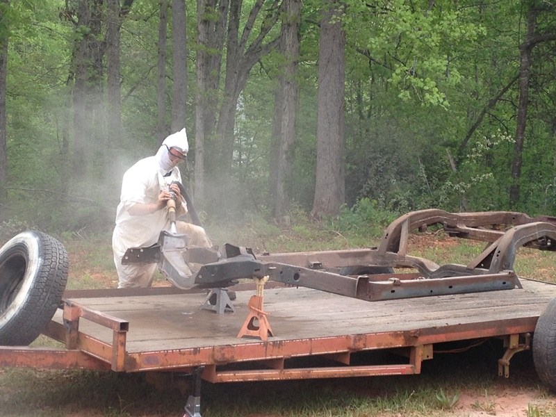 Restoring a rusted truck frame. 