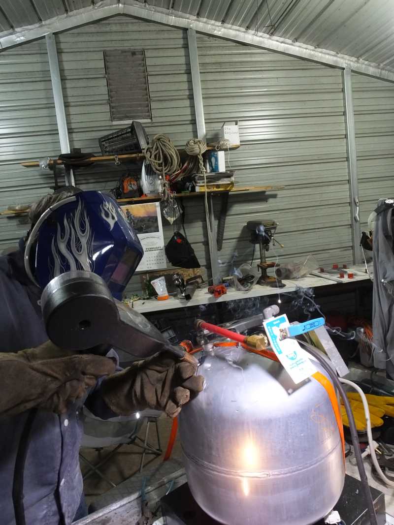 Aluminum mig tig welding hot water heater pressure vessel. 