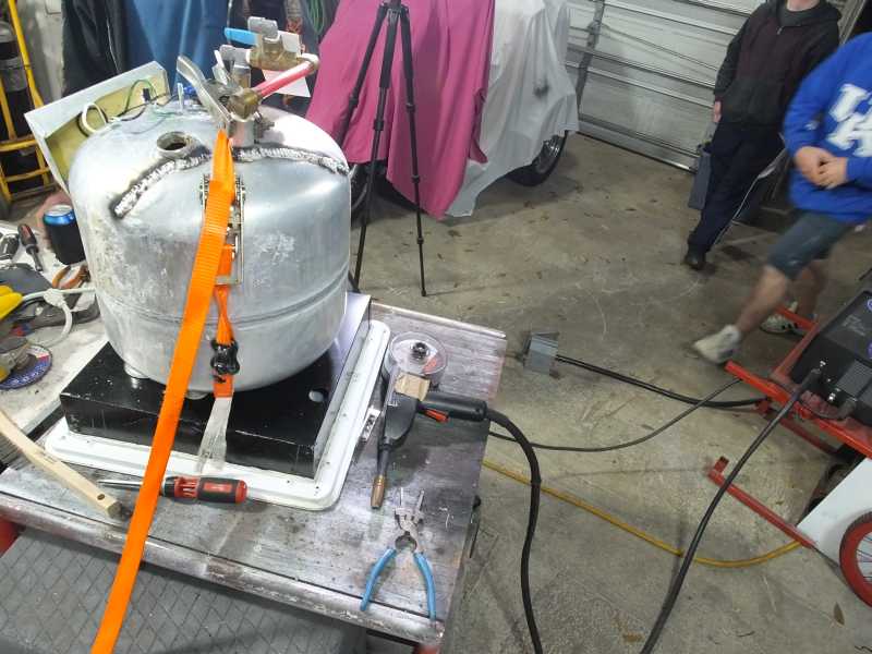 Aluminum mig tig welding hot water heater pressure vessel. 