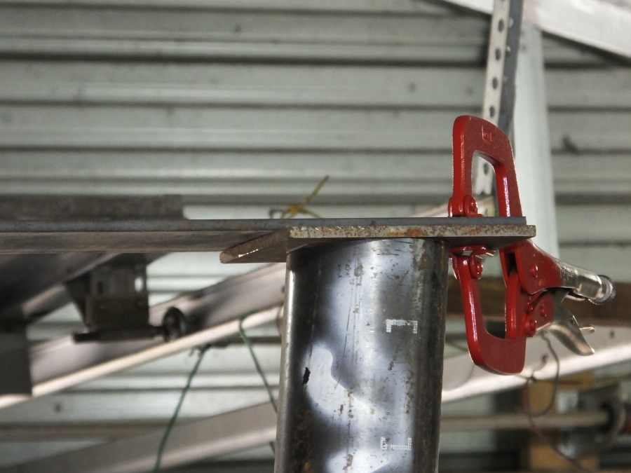 Fabricating steel suport columns. 